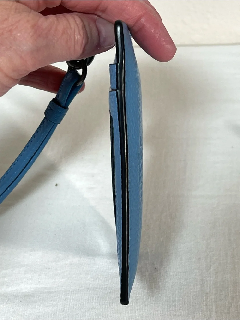 Coach Blue Leather Lanyard Card ID Case with Embossed Logo